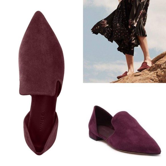 Vince Shoes - Vince Damris Suede Pointed Toe D'Orsay Flats